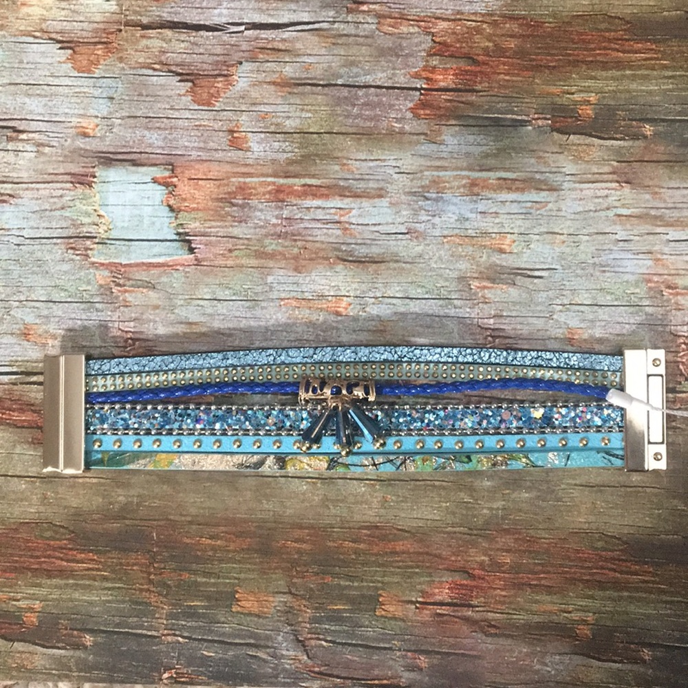 Magnetic Wrap Multi layer Bracelet blue - Picture 3 of 4